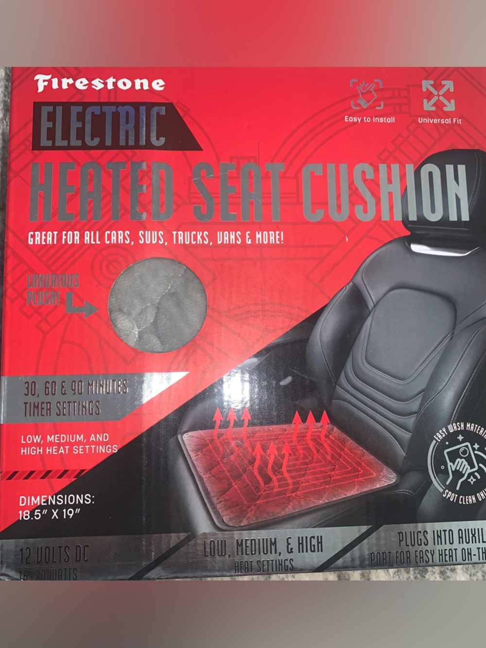 🆕- Firestone Electric Heated Seat Cushion - Gray